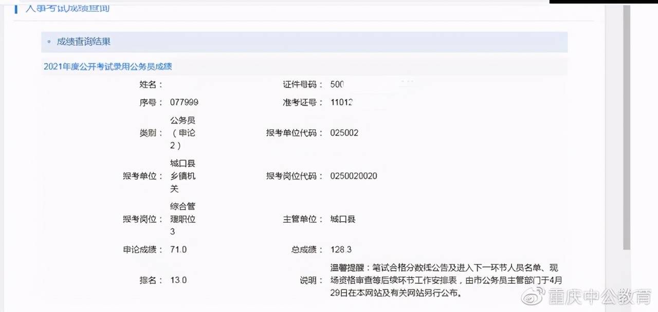 公务员考试成绩查询图片