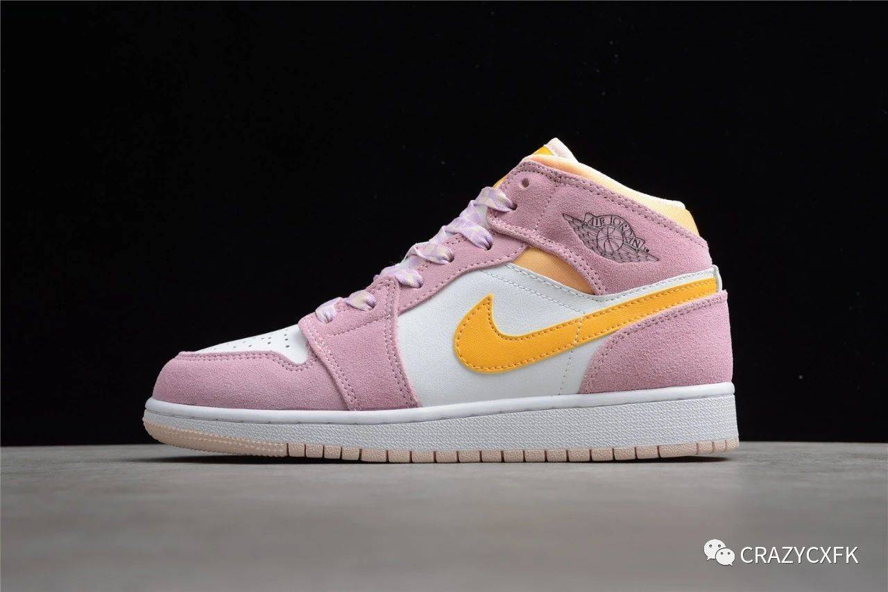 airjordan1midsegsaj1乔丹中帮樱花粉运动鞋