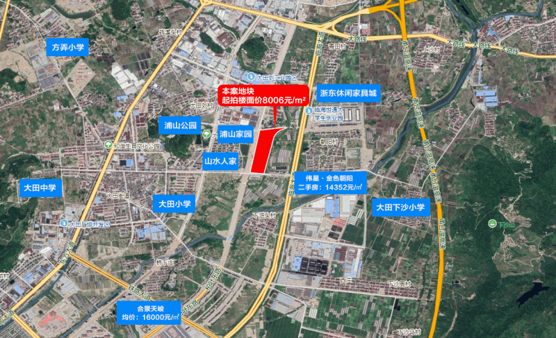 封顶价81000万元临海市大田街道柏叶路东侧商住地块成功出让