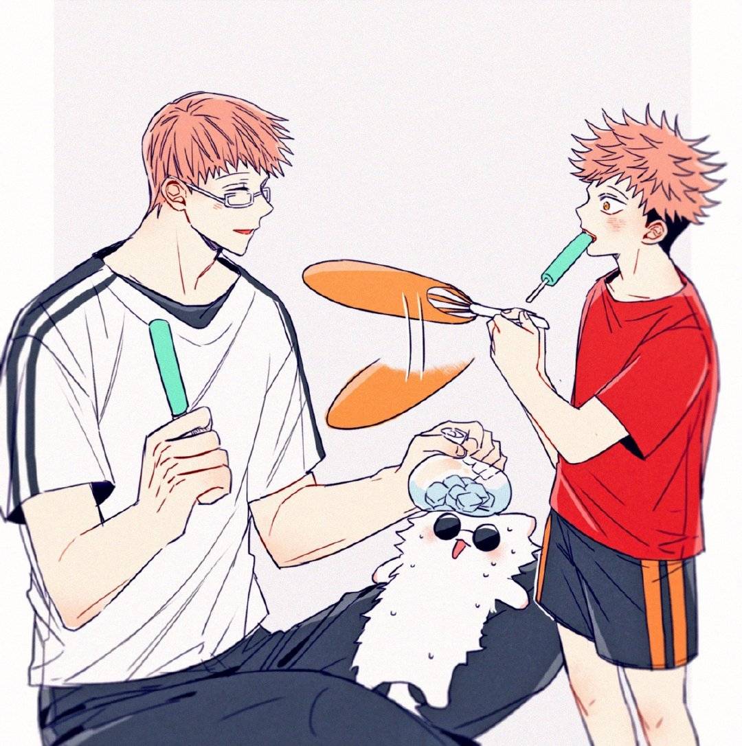 画师绘制 咒术 同人 虎杖父子vs伏黑父子 上演 父慈子孝 福利兔艺术写真摄影