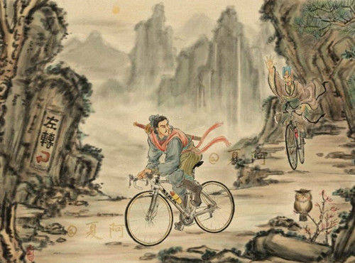 他画一幅萧何骑车追韩信走红开创的祖传假画系列能把人笑傻