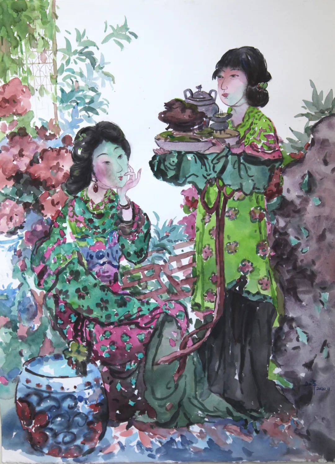 端庄典雅一枝独秀余知辛的水彩艺术品鉴