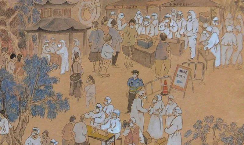 这幅核酸检测上河图火了,细节太震撼