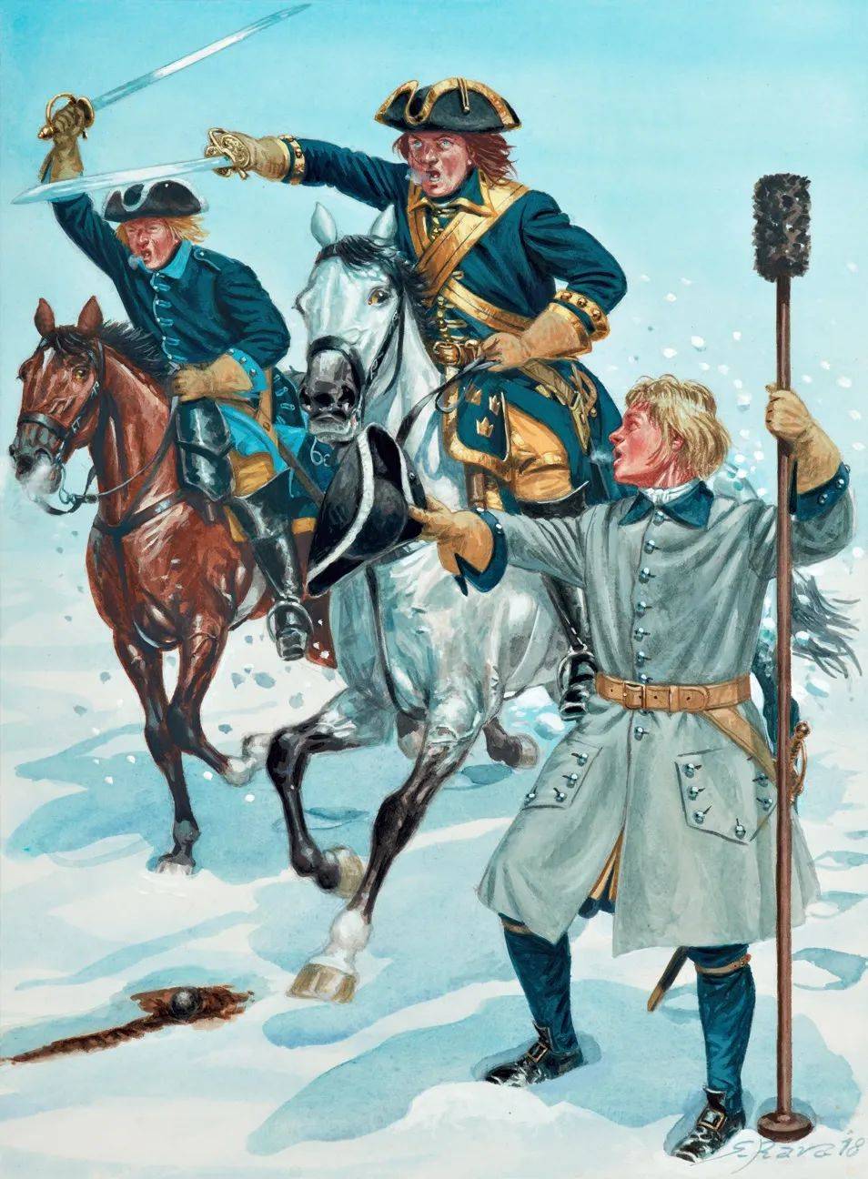 原创倡导跑步冲锋与白刃至上卡尔十二为何让骑兵冲锋排成v字横队