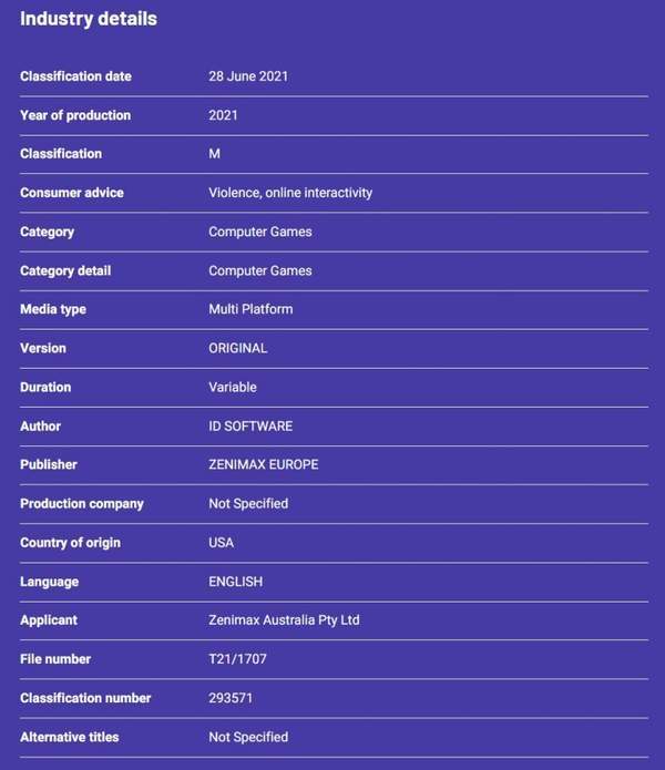 评级|《毁灭战士》开发商神秘新作评级曝光 M级，含暴力元素