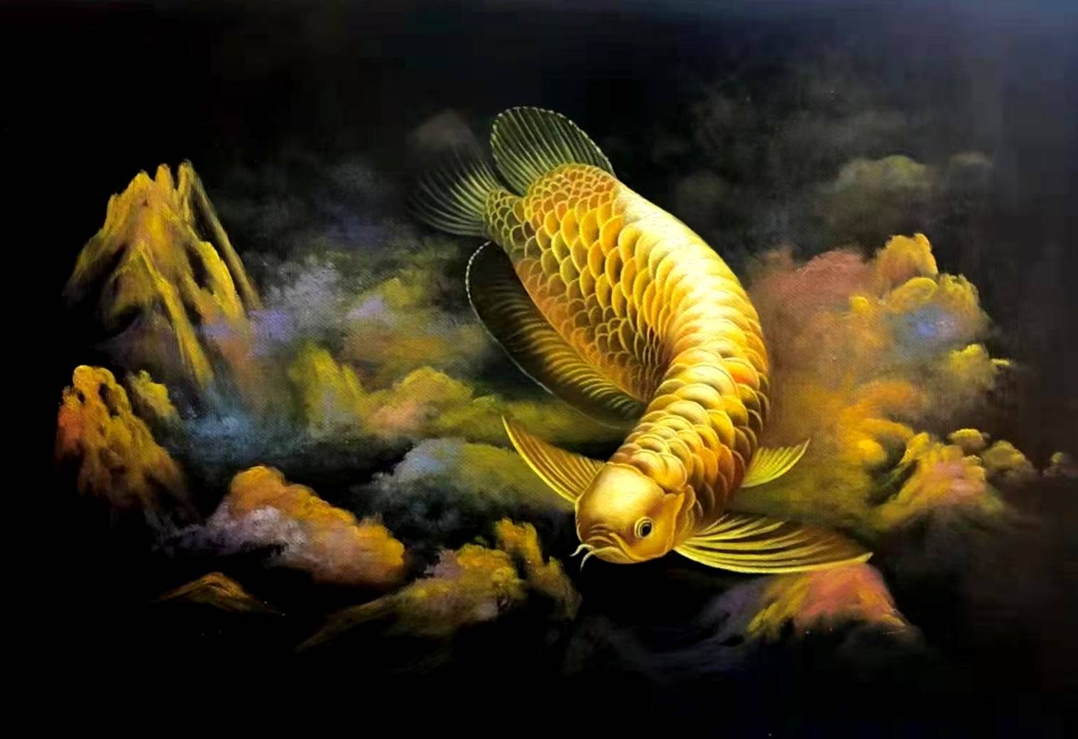 刘用华油画作品《连年有余》作品赏析刘用华油画作品《旺财》作品赏析