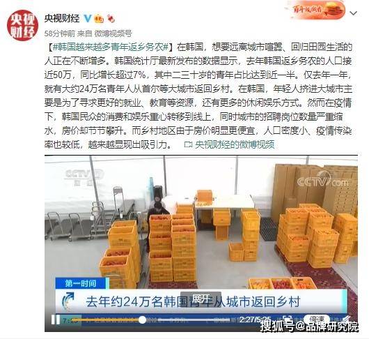 韩国越来越多青年返乡务农 房价便宜 人口密度小 疫情传染率低 娱乐