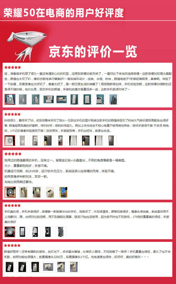 产品|荣耀50扒一扒网络晒单：用过都说高颜值拍照清晰