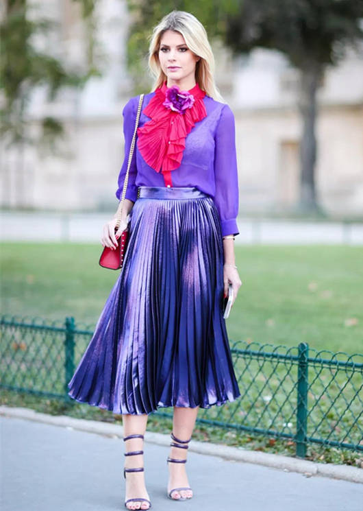 黑色|衬衫只能配牛仔裤?跟着杨颖搭百褶裙,引领流行新风潮