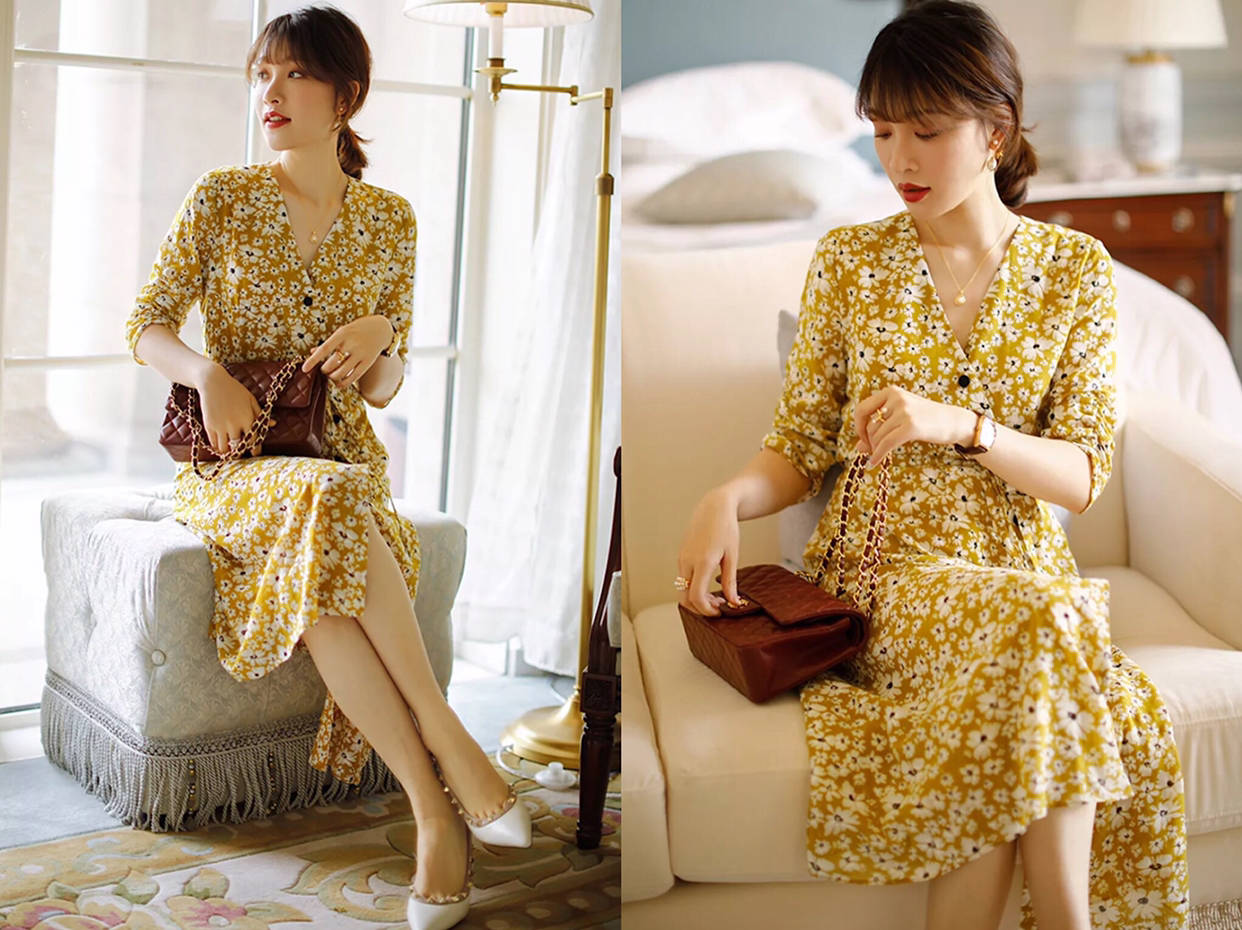 锁骨|今年最火的4条“茶歇裙”，款款都超显瘦，你穿上了吗？