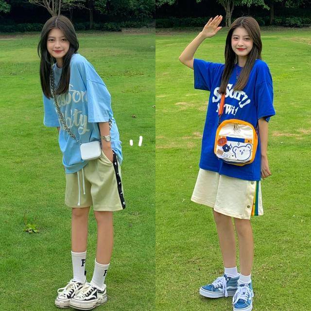 整体|夏日“T恤+短裤”yyds!元气少女又好看