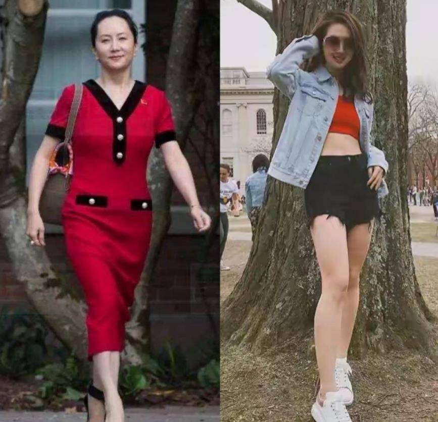 高跟鞋|孟晚舟再现身穿衣太减龄！玫红短裙配紫色高跟鞋，49岁比妹妹清纯