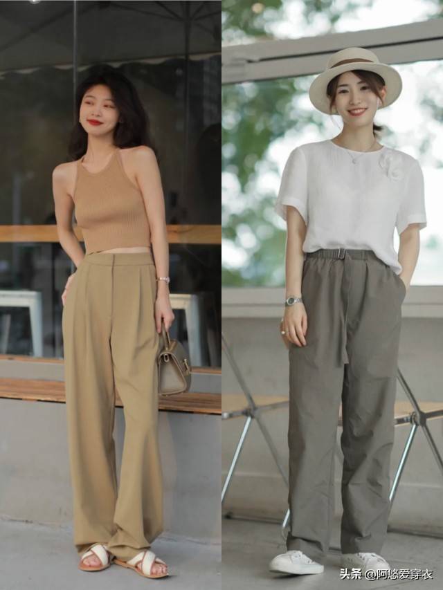 身材|身高仅158的女生，建议多穿“阔腿裤+平底鞋”，优化比例还特显高