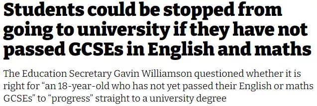 天呐 英国教育部 Gcse数学和英语不及格可能被禁止上大学 Level