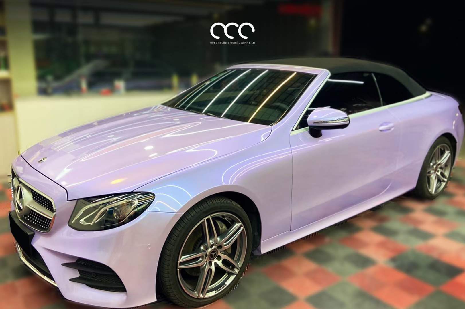 奔驰汽车贴膜mcwrap漫彩改色膜渐变亮面银幻紫