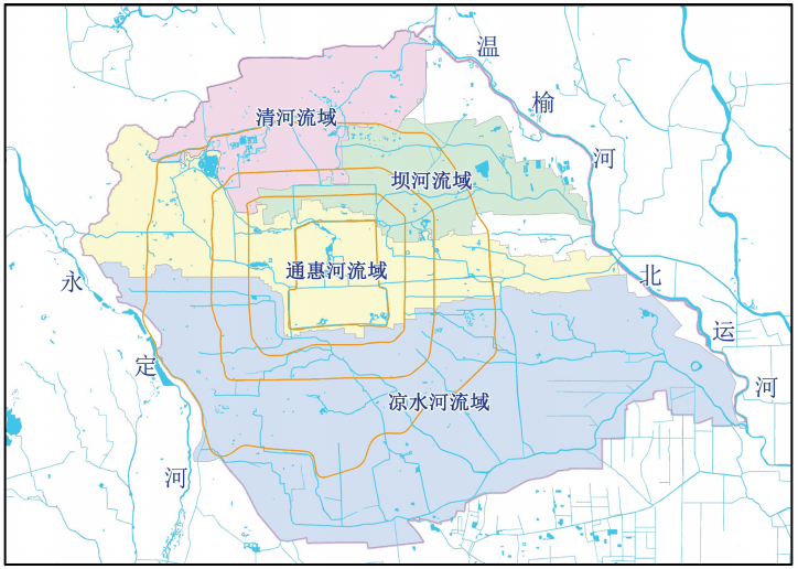北京市主城区从北往南依次有清河,坝河,通惠河,凉水河4 大排水河道