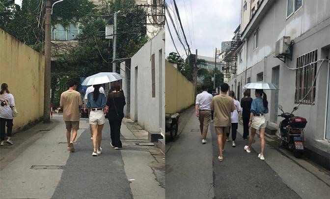 魅力|Angelababy拍戏被偶遇，穿T恤配半身裙贴创口贴，表情僵硬太出戏