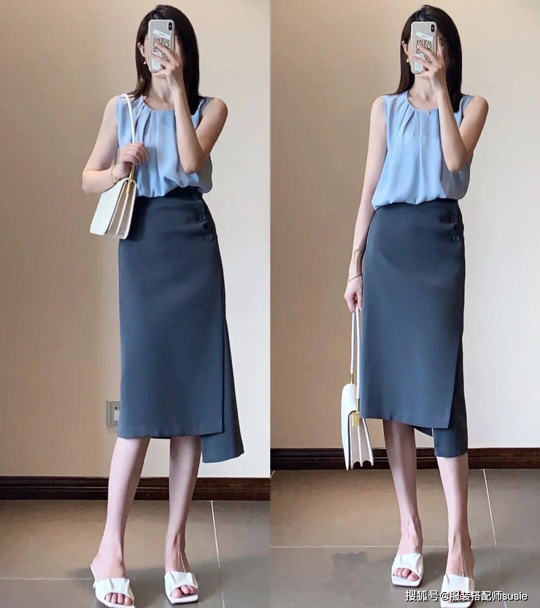 设计|清爽夏日穿搭，只要蓝灰白3种颜色就可以，教你穿出满满的高级感