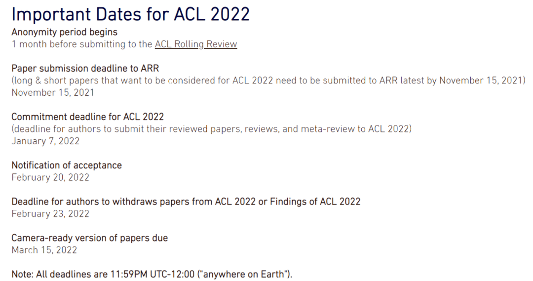 语言|Deadline提前，引入滚动审稿，想投ACL 2022的同学要抓紧了