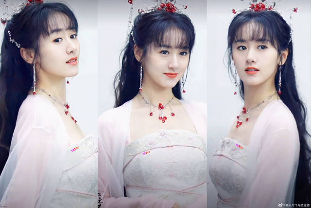 袁冰妍《落花时节又逢君》亮出少女肩,红凝纸伞回眸太美了