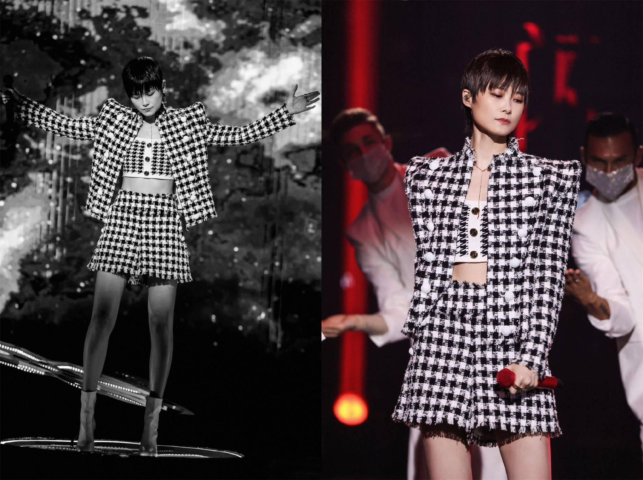 周笔畅|亮相晚会，关晓彤染了一头红发还是乖乖女，周笔畅“露胯裤”抢镜