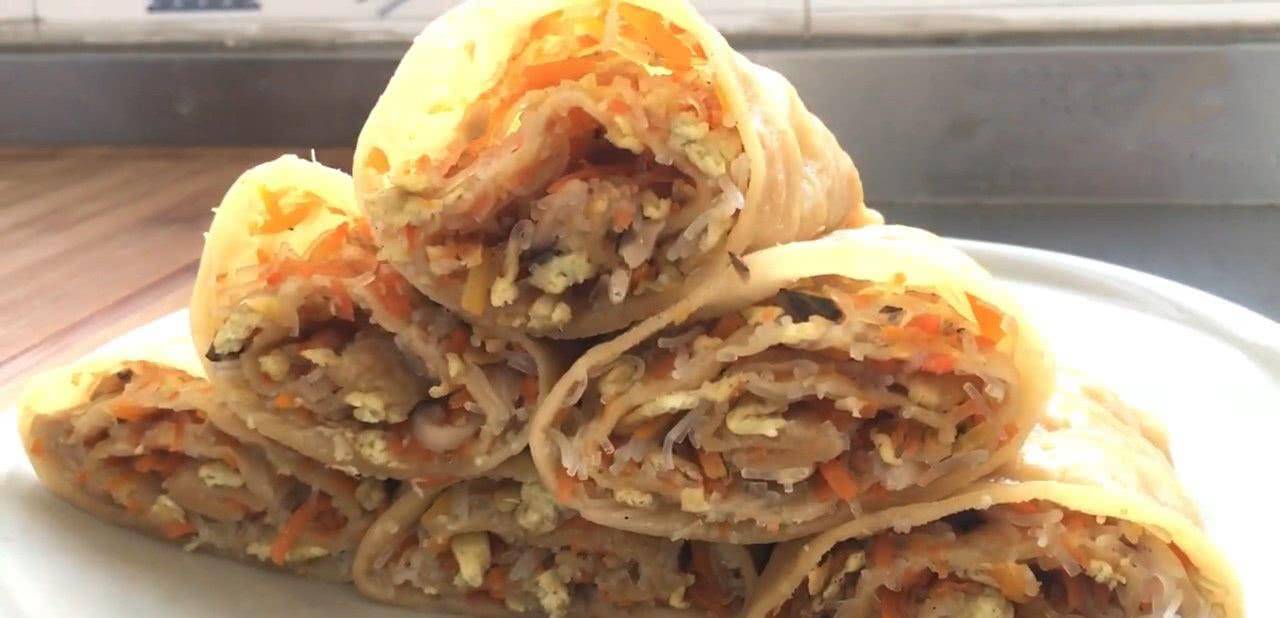 虾皮|早餐学会馅饼的做法，不炒不炸、一切一卷，不吃撑都停不下来