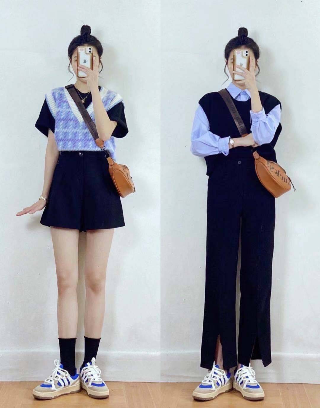 卫衣 毛织背心这么搭配起来 休闲大气 毛衣