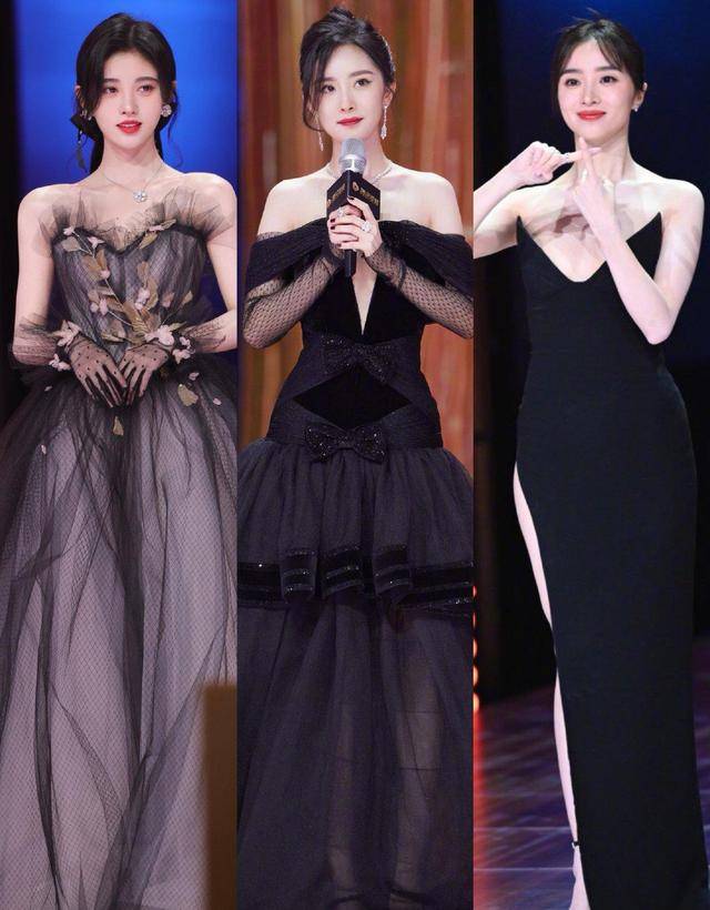 黑色|拾光盛典女明星人均一字露肩礼服,迪丽热巴再次脱颖而出!!