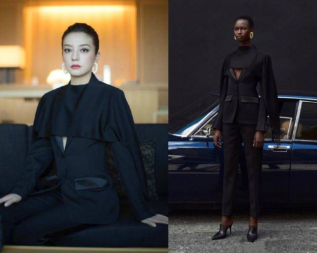 披肩|赵薇出道28年仍放不开，“真空”穿西装还要套件斗篷，又飒又美？