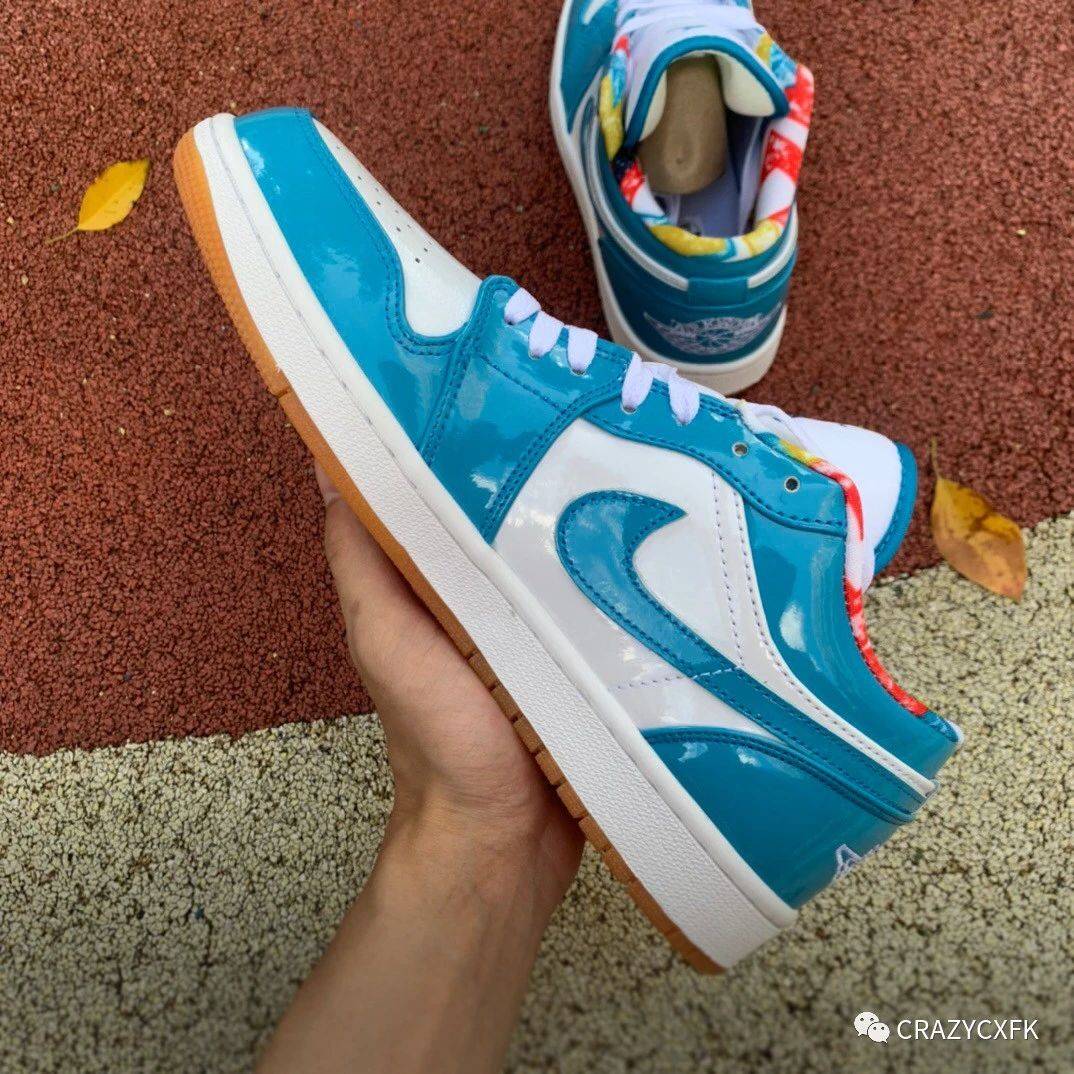 漆皮|乔丹 Air Jordan 1 Low Release 蓝生胶漆皮低帮运动鞋