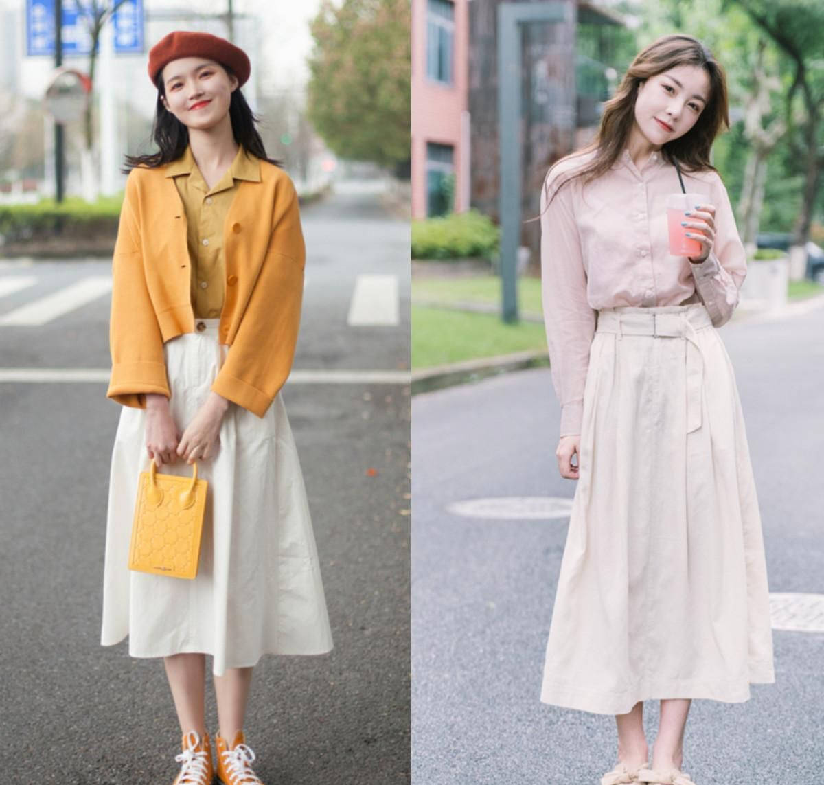 设计|很适合夏季的搭配：衬衫+半裙，遮肉显瘦，上班上学都能穿