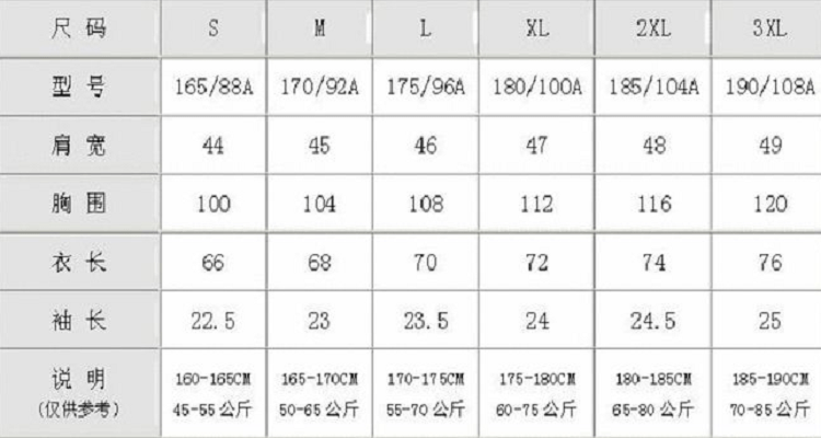 腰围|170尺码对照表