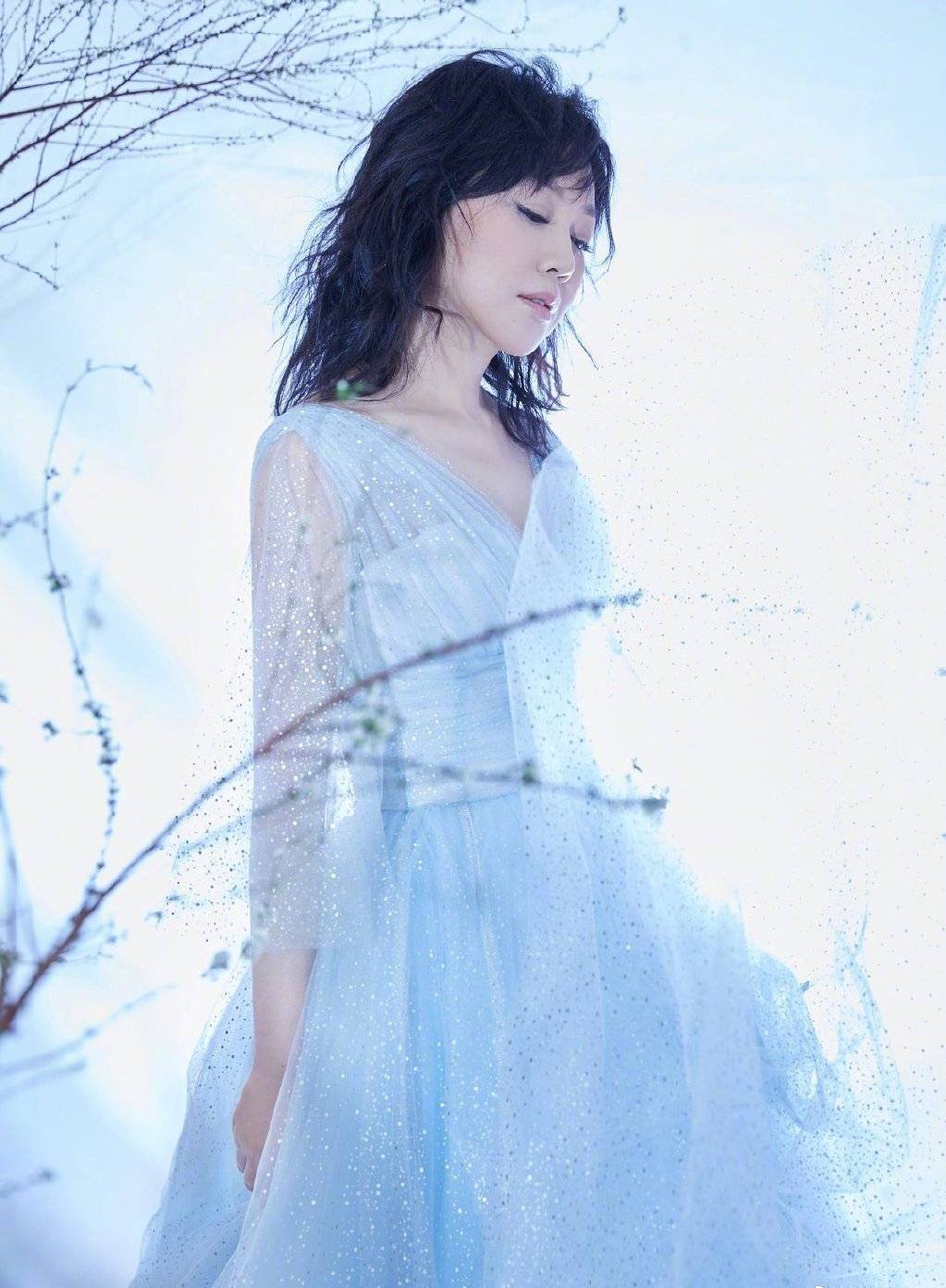闫妮|49岁闫妮气场全开，穿银河闪耀纱裙秀曲线，深V超迷人