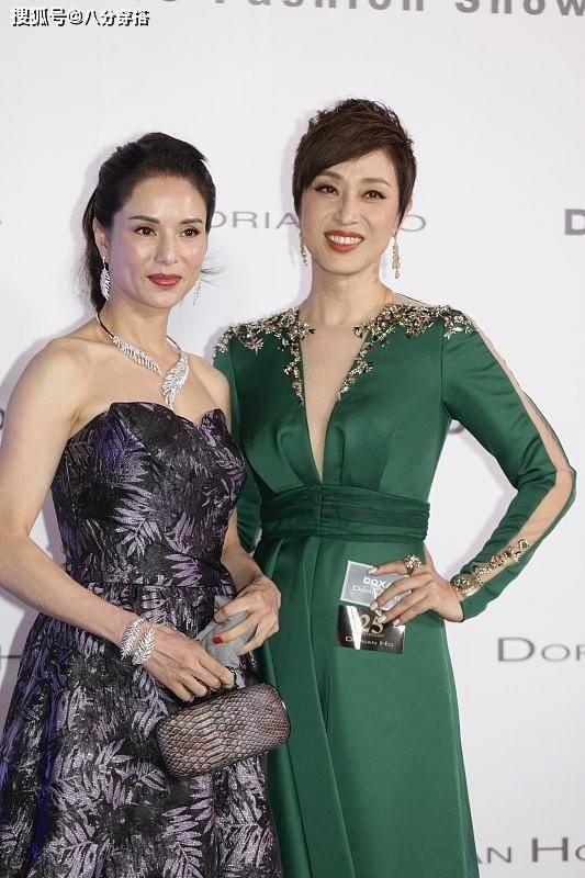 整体|陈法蓉越老越有韵味,穿绿色V领礼服端庄稳重,高挑时髦真贵气