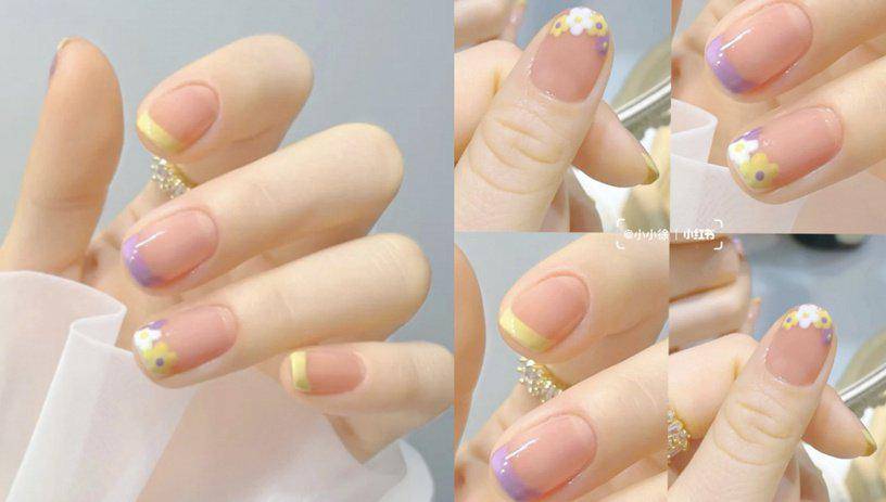 花瓣|林允孟佳都爱上了手绘美甲?法式小花优雅迷人,晕染花瓣质感爆棚