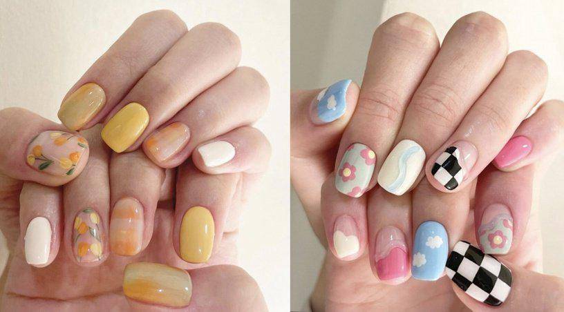 花瓣|林允孟佳都爱上了手绘美甲?法式小花优雅迷人,晕染花瓣质感爆棚