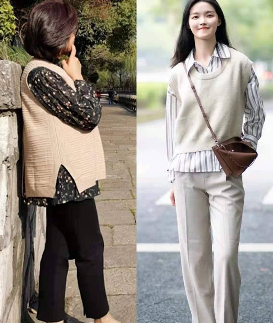 时尚|女人无论年纪多大,秋季穿针织背心建议多搭这4种单品,太时髦了