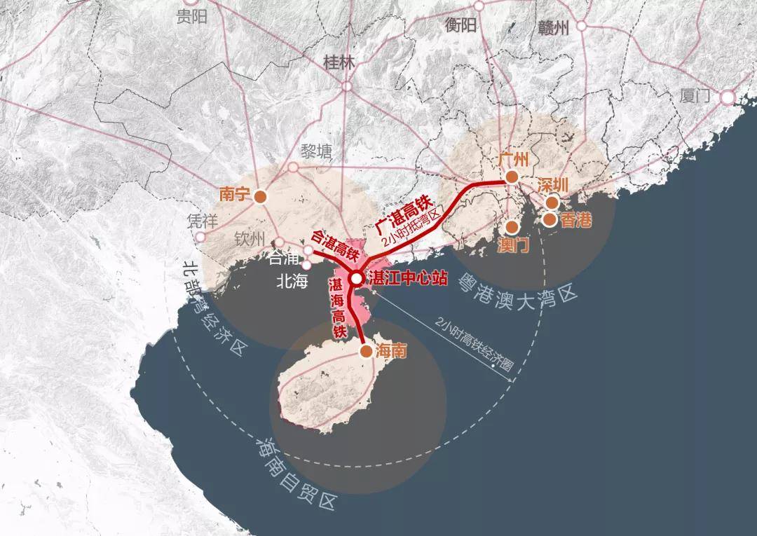 因此,除了高铁站能够将 广湛高铁 (建设中) ,湛海高铁 (规划中),深湛