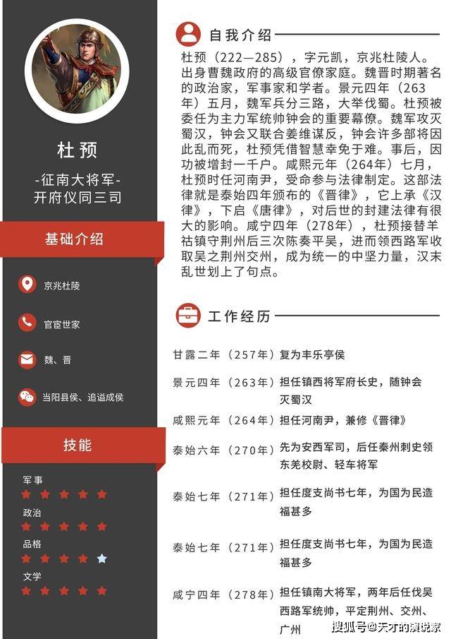 杜预简历话说天下大势,分久必合,合久必分.