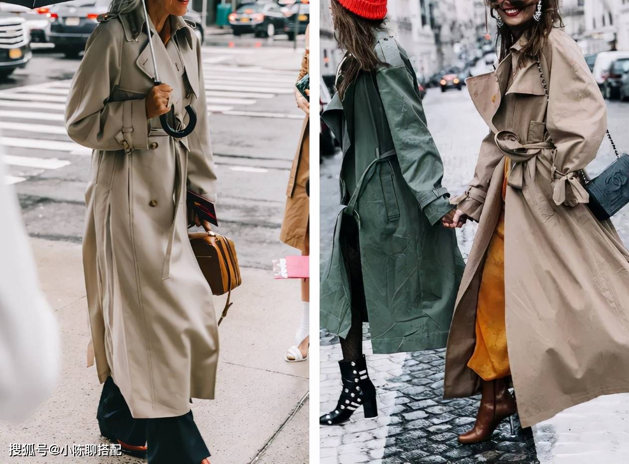 浅棕色|气质出众的女人，选风衣时别只穿卡其色，这样搭配更温柔显高级