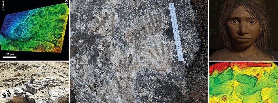 青藏高原发现22万年前的手脚印，石板上印记十分清楚，是谁留下的