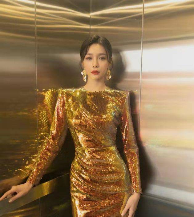 金色 陆毅一家3口造型不错，尤其是鲍蕾穿金色礼服裙，优雅大气又时尚