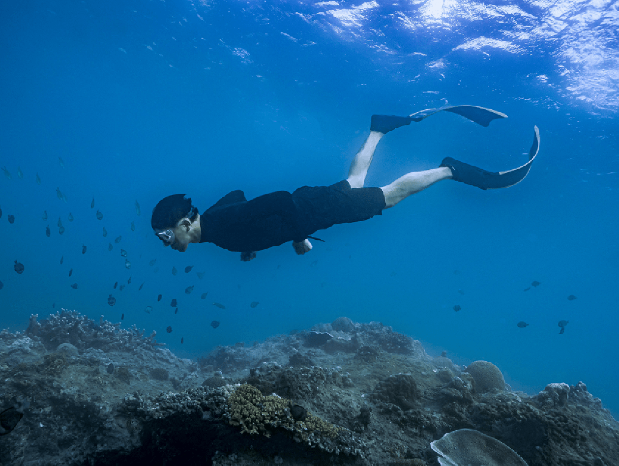 李现在海南下水种珊瑚穿黑色潜水服帅气逼人全素颜出镜气质佳
