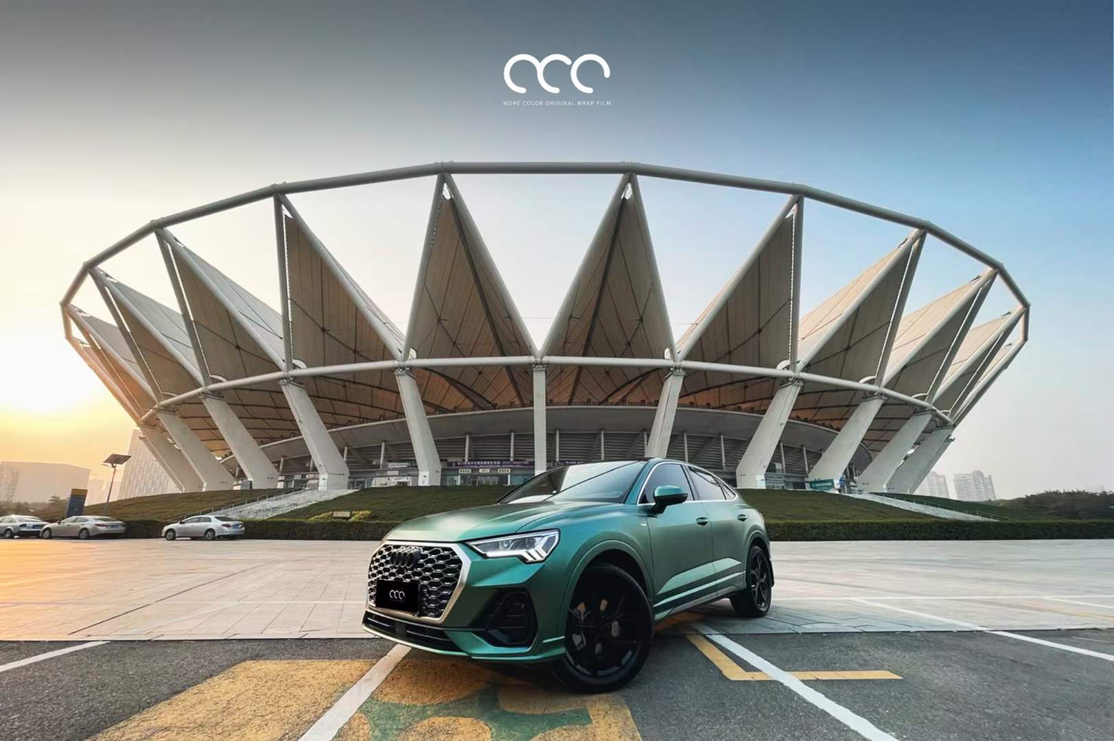 奥迪全车漫彩改色膜亚面重金属墨绿