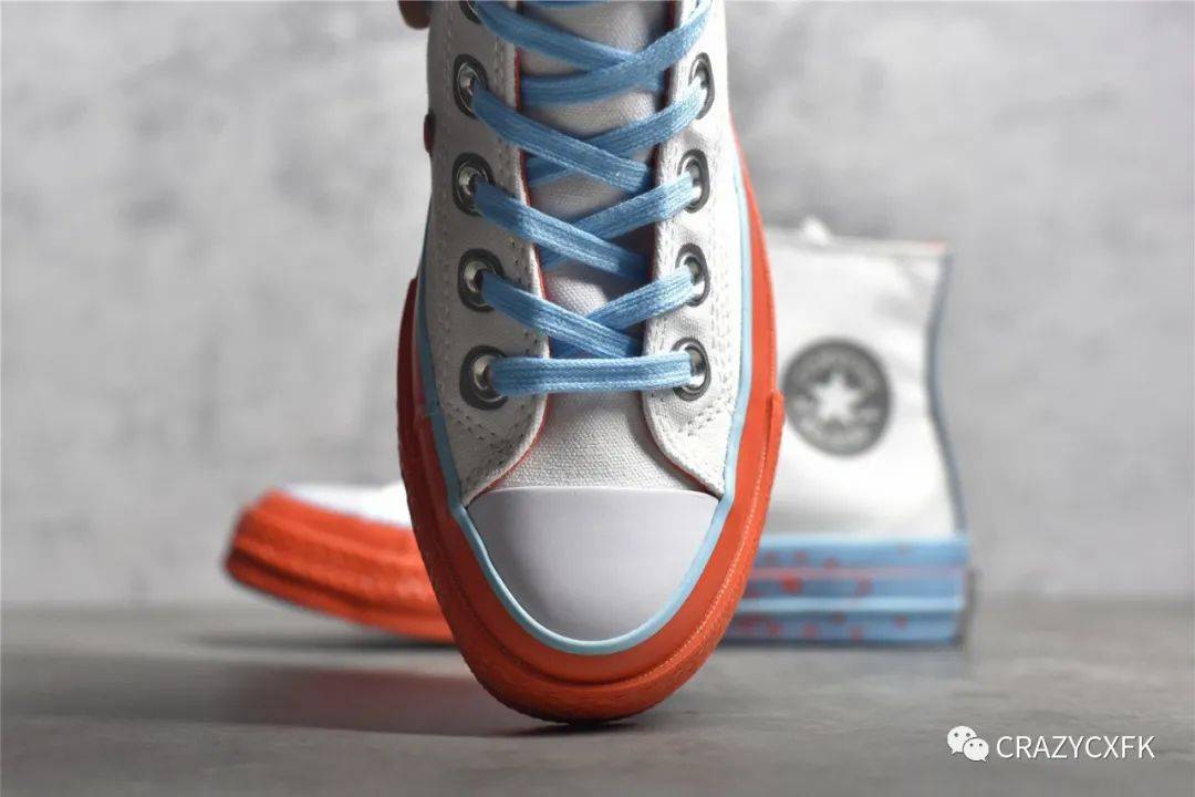 天蓝色 匡威游戏主题 Converse Chuck Taylor All Star 1970s 白蓝砖红马赛克帆布鞋