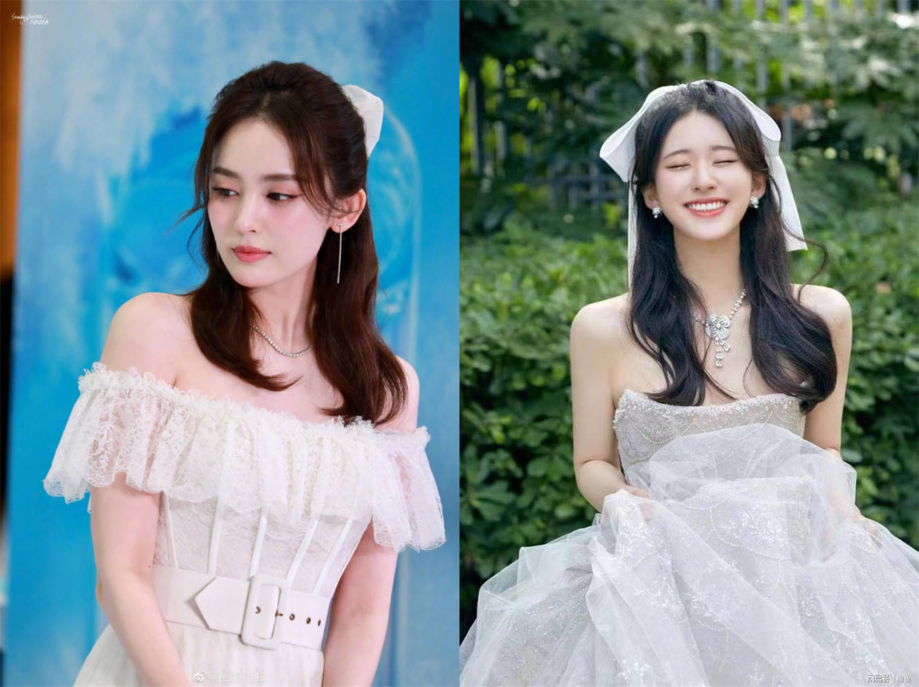 鱼尾 这组撞衫太养眼！景甜配纱裙宛如公主出巡，娜扎配鱼尾裙贵气明艳