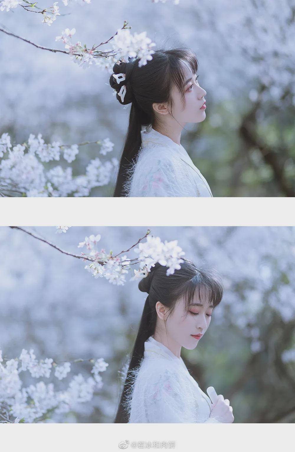 春色 汉服小仙女:春路雨添花,花动一山春色