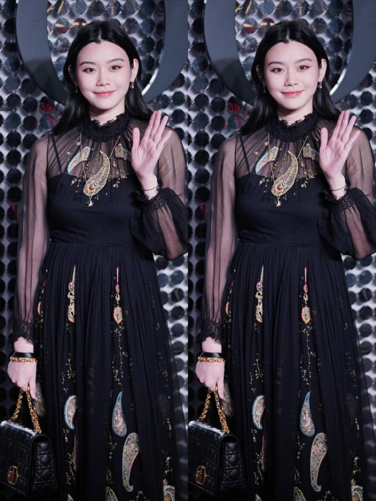 服装 奚梦瑶在国外还挺放得开,感觉礼服挺“透”的,但超模气质挡不住