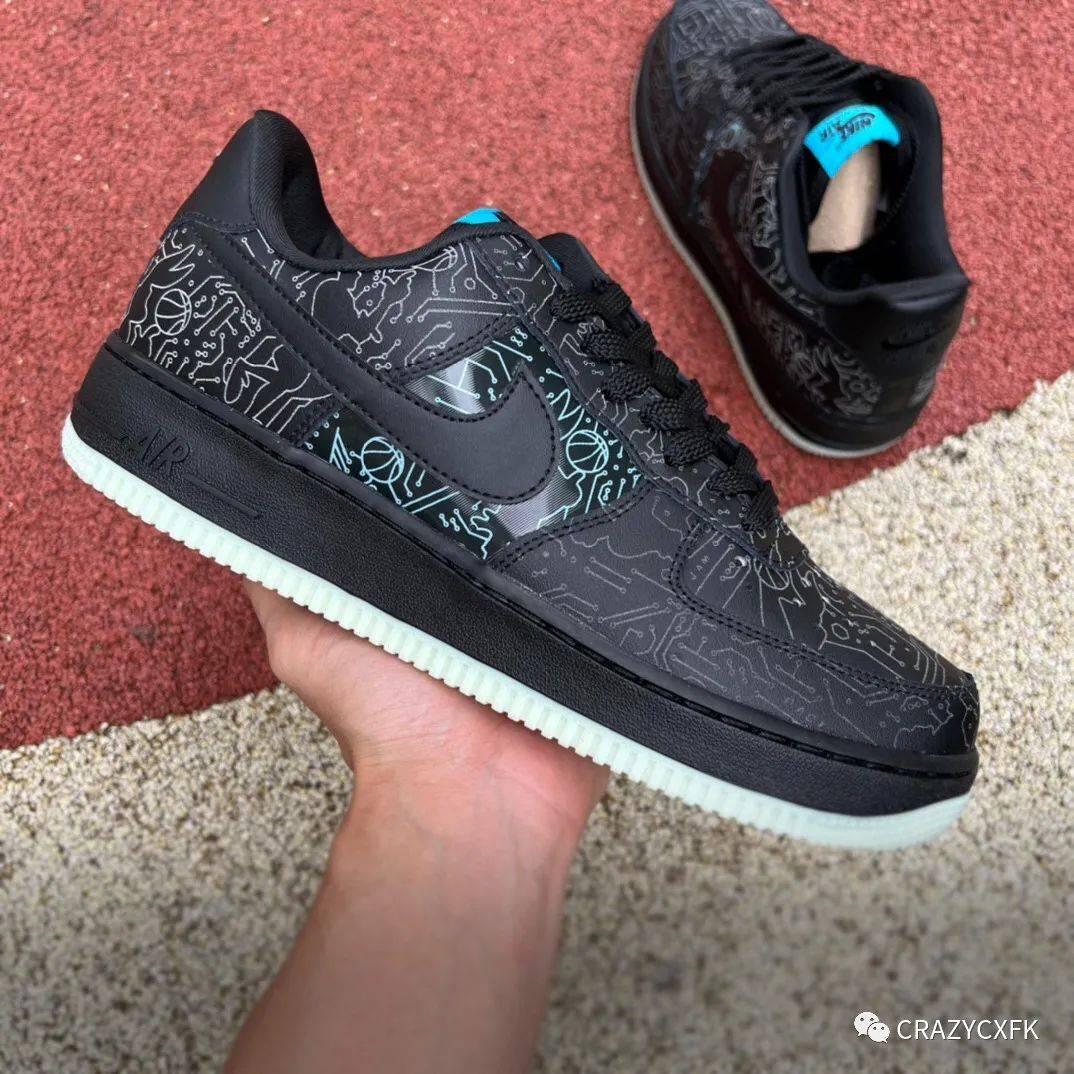黑色 空军一号夜光联名 Space Jam x Air Force 1 Computer Chip 空中大灌篮运动鞋