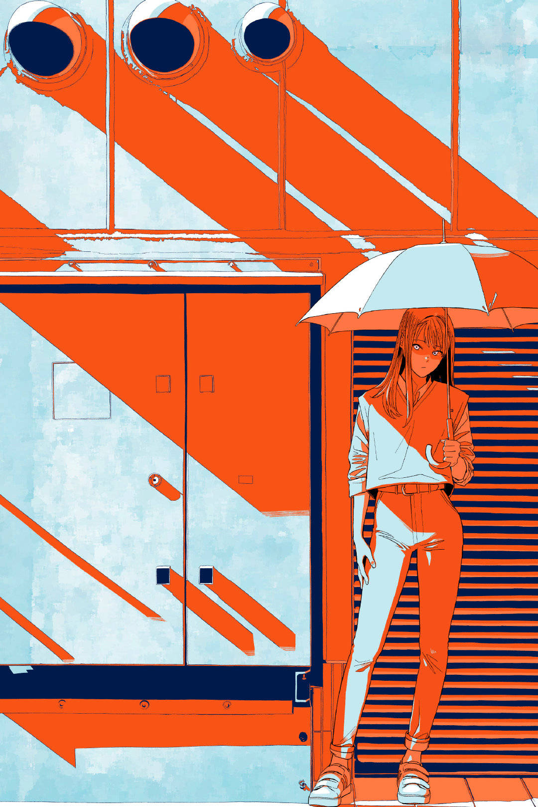 田中 美少女辅以工业元素的插画,不搭界却又能和谐并存